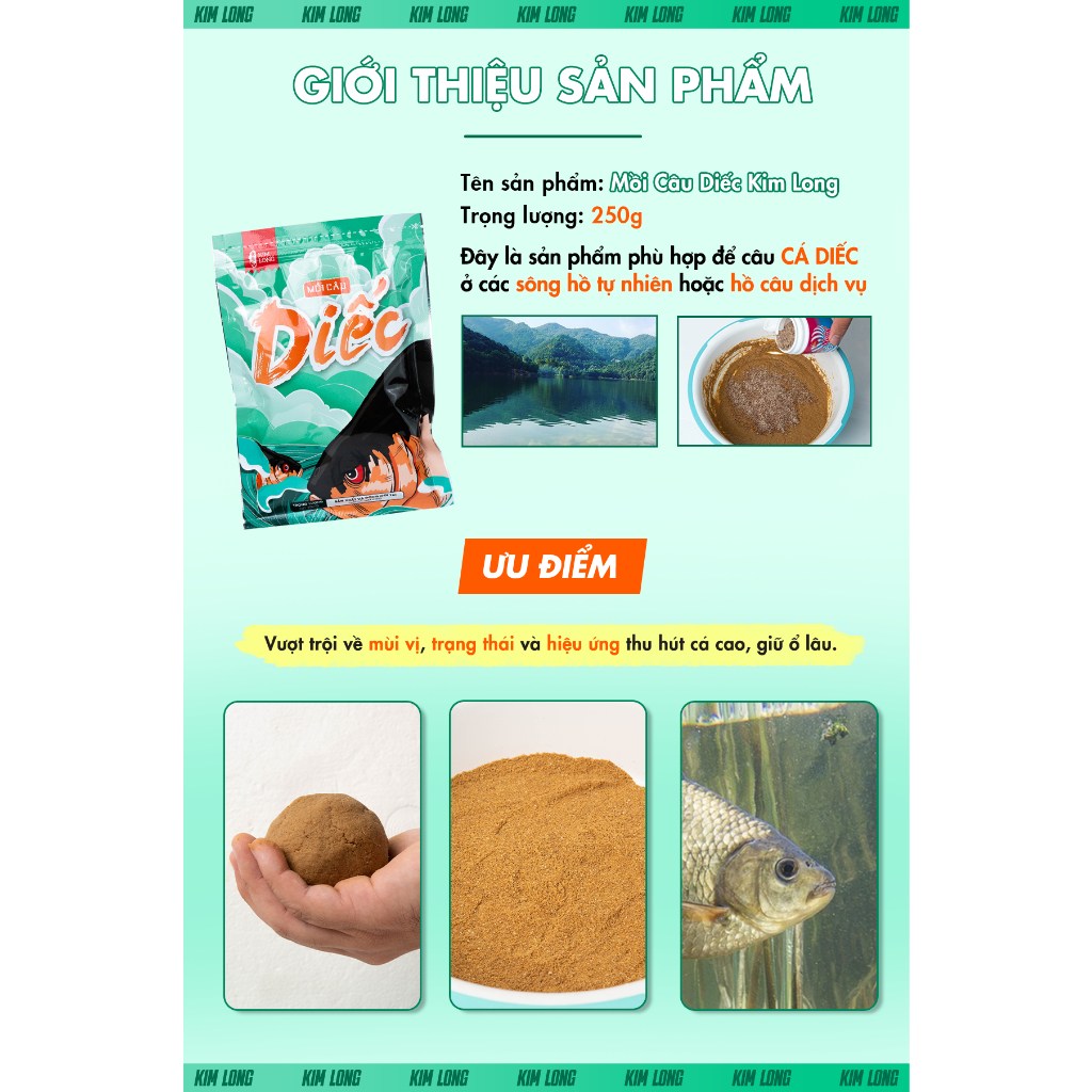 Mồi Câu Diếc Kim Long 250g Câu Cá Diếc, Chép Siêu Nhạy