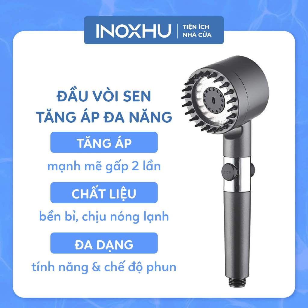 Vòi Hoa Sen Tăng Áp 3 Chế Độ - Đầu Vòi Hoa Sen Mát Xa - 4 TRONG 1 - Tiết Kiệm Nước Có Lõi Lọc Cotton