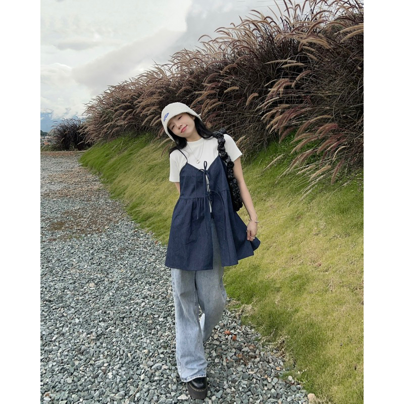 Có sẵn - Áo babydoll denim Xuka 18made ✿ 𝐁𝐲 𝐄𝐢𝐠𝐡𝐭𝐞𝐞𝐧 𝐀𝐠𝐚𝐢𝐧