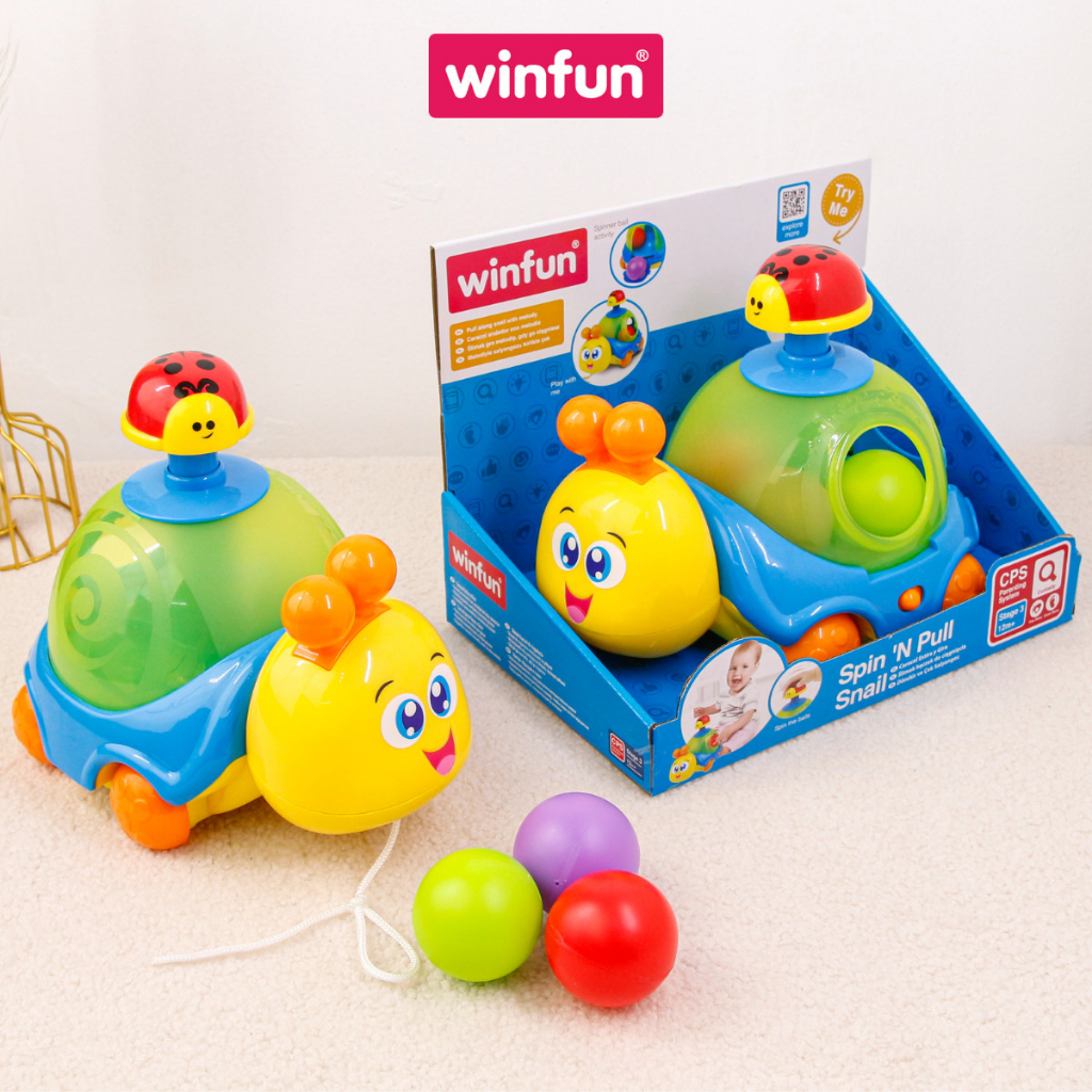 Đồ chơi ốc sên kéo dây phát nhạc kèm con quay bắn bóng 0674-NL Winfun