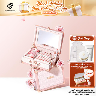 Bộ Hộp Quà Tặng Son Môi Màu Hồng Perfect Diary (Phiên Bản Giới Hạn) - Bao gồm Vali + Thiệp + 6 cây son