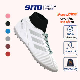 Giày bóng đá MTC 3 sọc Trắng cao cổ cỏ nhân tạo thể thao nam chính hãng - MT007