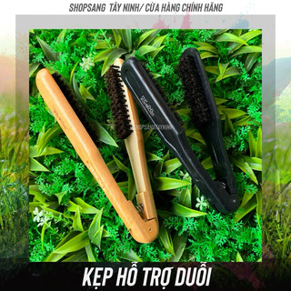 Lược kẹp duỗi kéo ép tóc cán nhựa , gỗ lông 2 mặt cố định chia tóc -kẹp trợ duỗi bền cao cấp lông đẹp mềm bám tóc