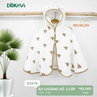 Áo choàng cánh dơi vải xô muslin 2 lớp Dokma DS519 bảo vệ cho bé