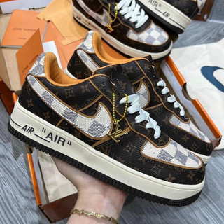 Giày af1 nâu lv bản chuẩn form mới, giày thể thao new louis vuitton monogram brown cao cấp nam nữ thời trang