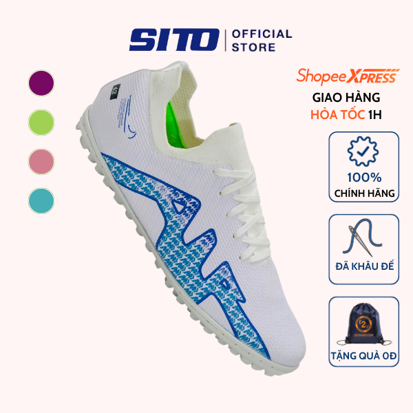 Giày bóng đá MTC Vapor 15 Pro Trắng Xanh cỏ nhân tạo thể thao nam chính hãng - AZ006