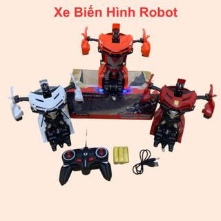 Xe Điều Khiển Biến Hình Robot Ô Tô Điều Khiển Quay 360 Độ Đèn Sáng Lung Linh