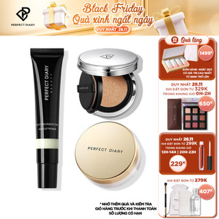 Bộ Trang Điểm Mặt Perfect Diary Gồm Kem Lót, Phấn Nước và Phấn Phủ Kiềm Dầu Mịn Lì Cho Lớp Nền Hoàn Hảo