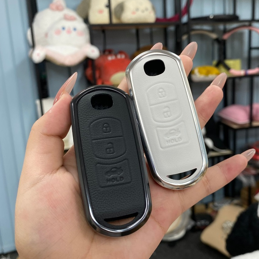 Ốp khóa xe titan mặt da cao cấp chìa khoá xe các loại Mazda  Mazda3 - Mazda 6 - CX5 - CX8 ,ốp khóa viền KL