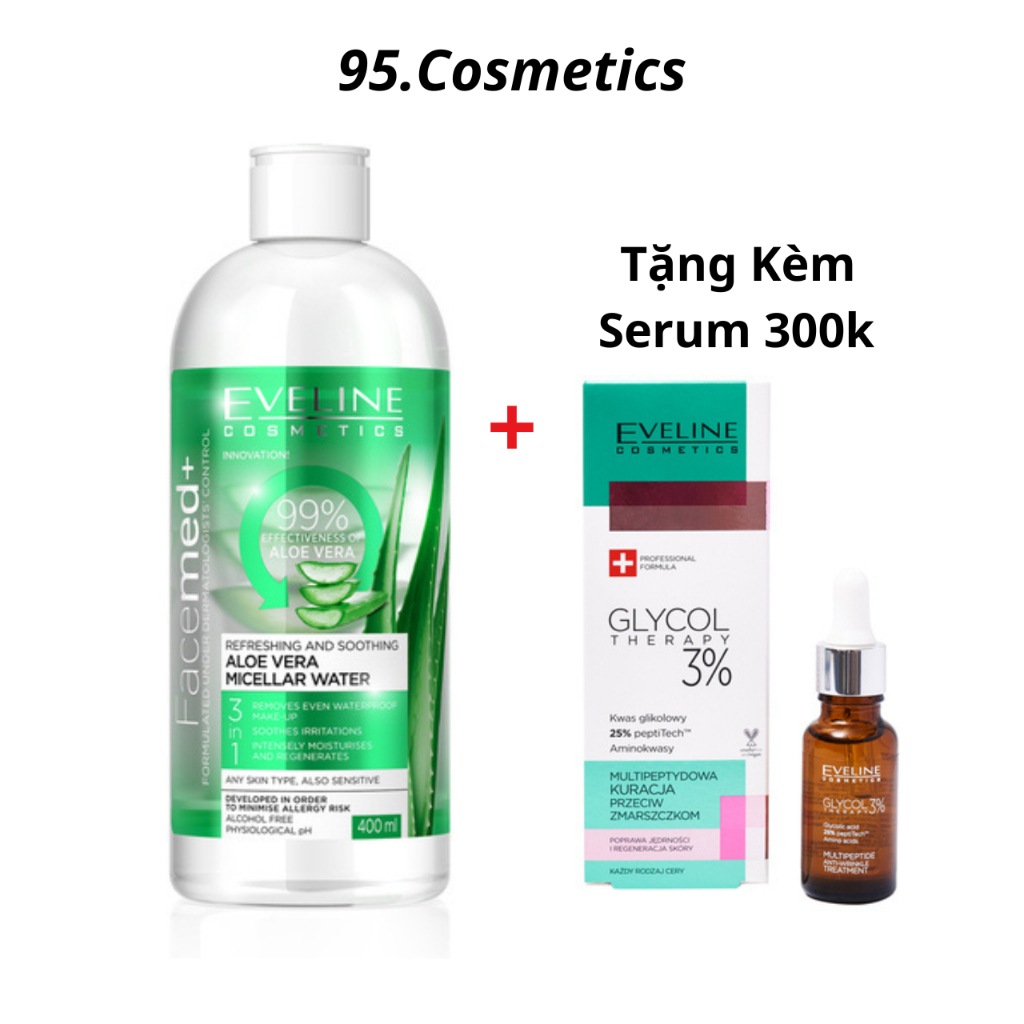 Nước Tẩy Trang Eveline Chiết Xuất Lô Hội Làm Dịu Mát Da - Facemed 400ml