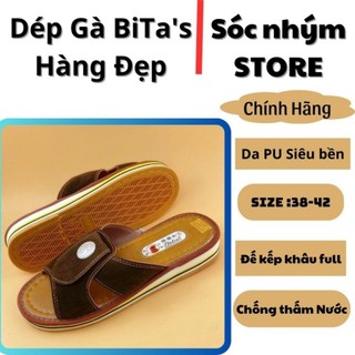 [Free ship] Dép Lê Gà quai ngang Bitas màu Nâu Chính Hãng