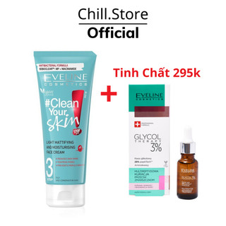 Gel rửa mặt sạch sâu ngừa mụn eveline 200ml 3 trong 1 clean your skin