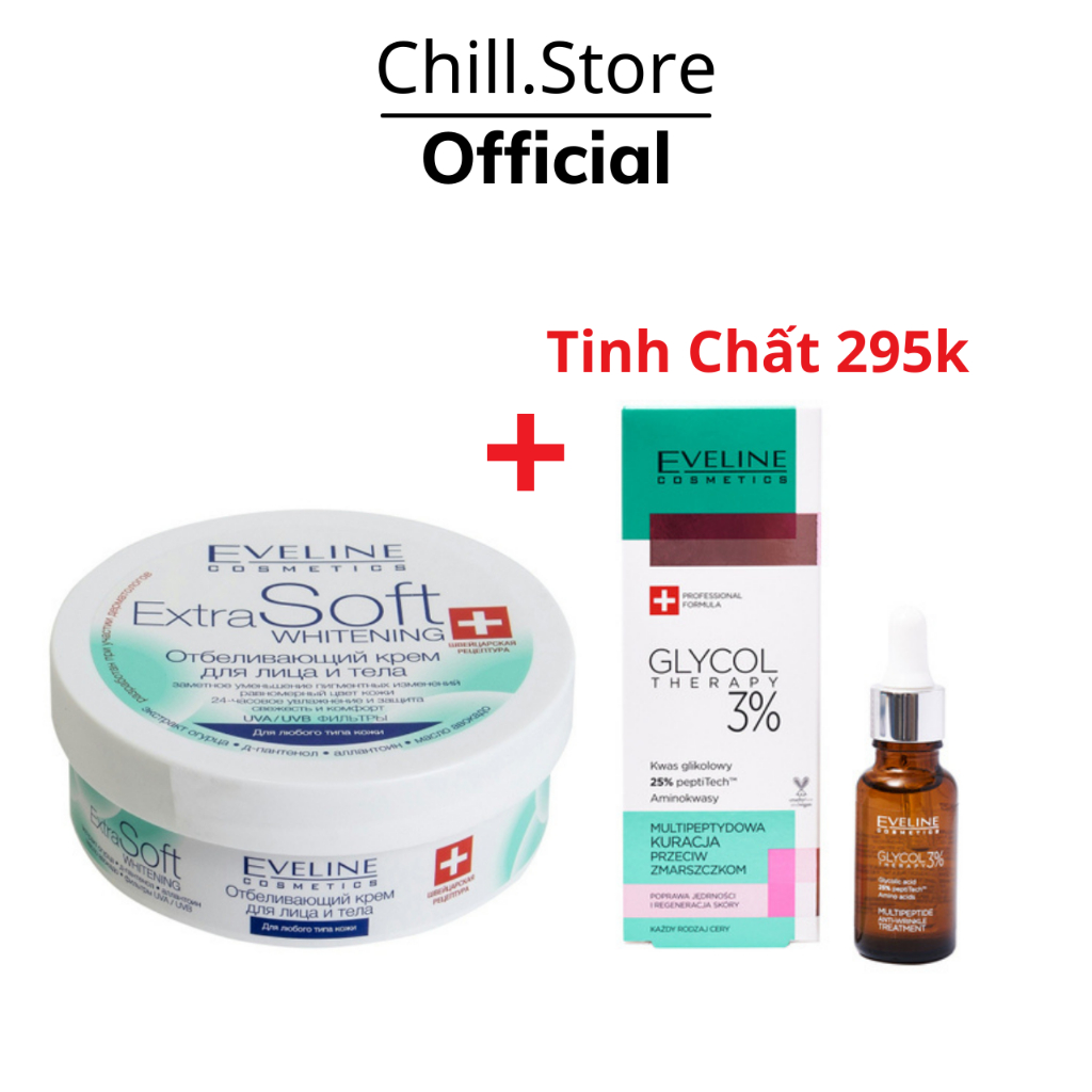Kem Dưỡng Eveline Extra Soft Whitening Trắng Da Mặt và Body 200ml
