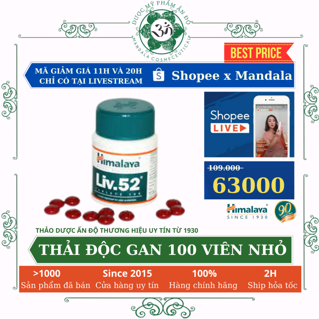 Himalaya Liv.52 hỗ trợ thải độc gan - Mandala Shop Liv52