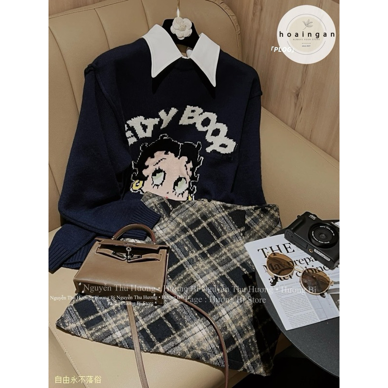 CHÂN VÁY DẠ KẺ CẠP CAO FROM BASIC HÀNG QC MS15781