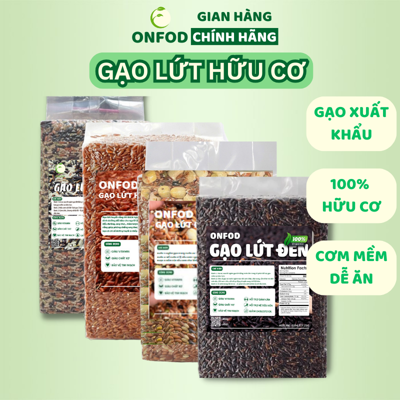 Gạo lứt đen dẻo điện biên, gạo lức huyết rồng, gạo st25, gạo nương tím tây bắc ONFOD giảm cân eat clean