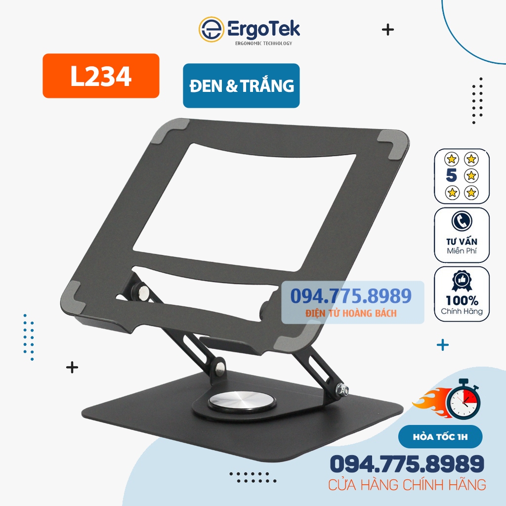 #LS515 - Giá đỡ laptop tablet bằng nhôm ErgoTek L155 / L234 - 11 - 17.3 Inch - Đế tản nhiệt nâng Lapop / Máy Tính Bảng
