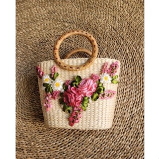  Túi cói lục bình handmade thêu tay đi du lịch đi biển đi chơi 