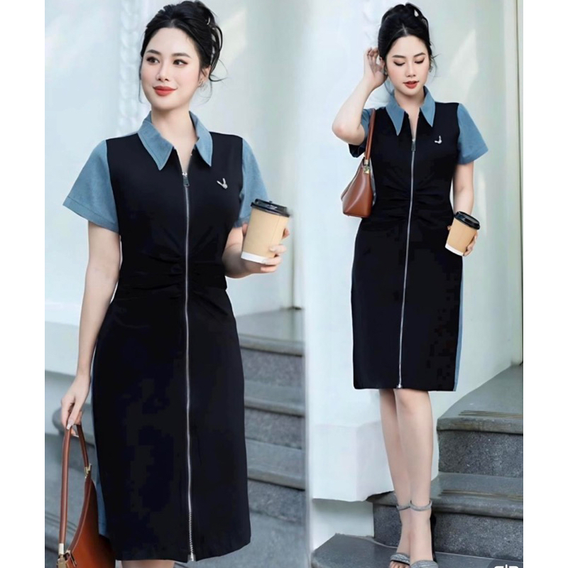(HÀNG NHẬP -CAO CẤP) VÁY ĐẦM THUN PHỐI JEAN TRẺ TRUNG
