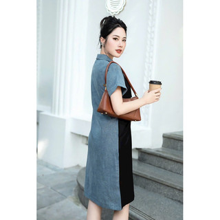 (HÀNG NHẬP -CAO CẤP) VÁY ĐẦM THUN PHỐI JEAN TRẺ TRUNG