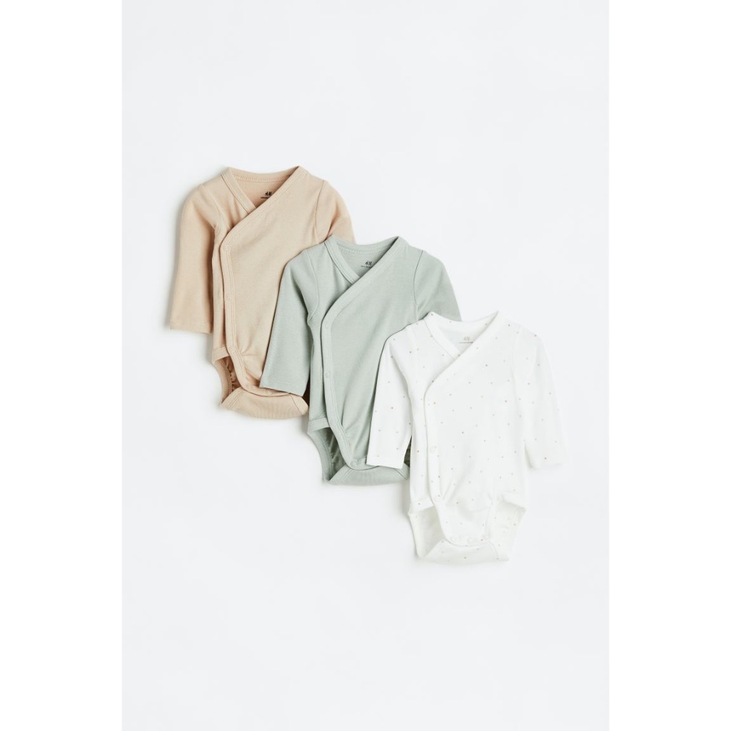Set 3 bodysuits dài tay cho bé sơ sinh, Hờ mờ UK US săn SALE