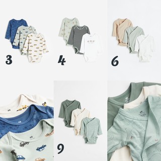 Set 3 bodysuits dài tay cho bé sơ sinh, hờ mờ uk us săn sale