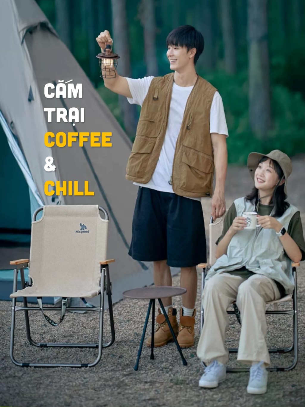 Ghế Cắm trại HISPEED Thư Giãn Ghế Dã Ngoại Bản Lề Thép Cao Cấp Cafe Picnic Câu cá Thế Hệ Mới