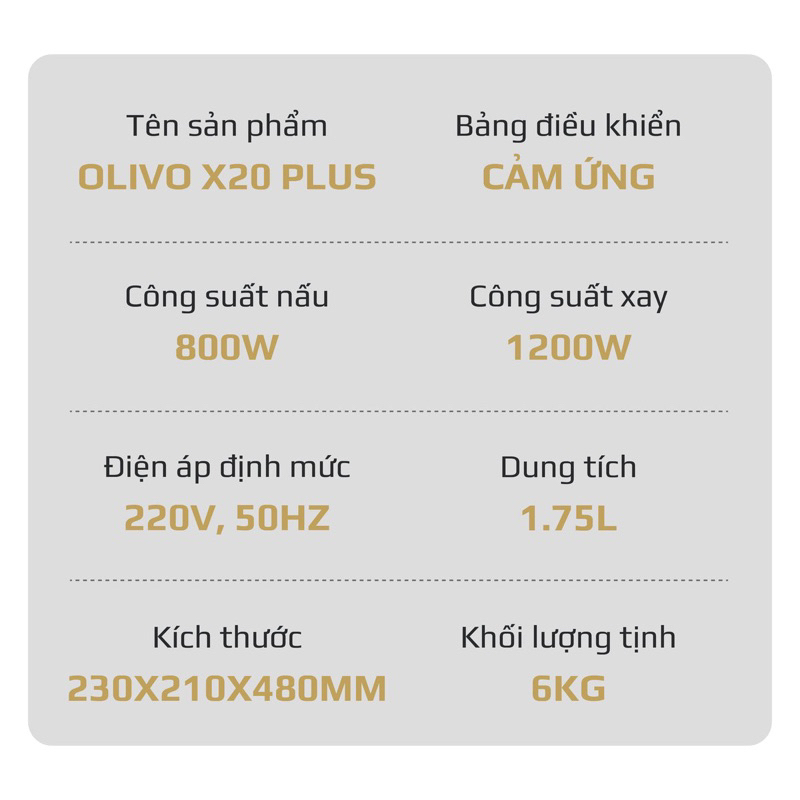 Máy Làm Sữa Hạt OLIVO X20 PLUS - Thương Hiệu Mỹ 🇺🇸