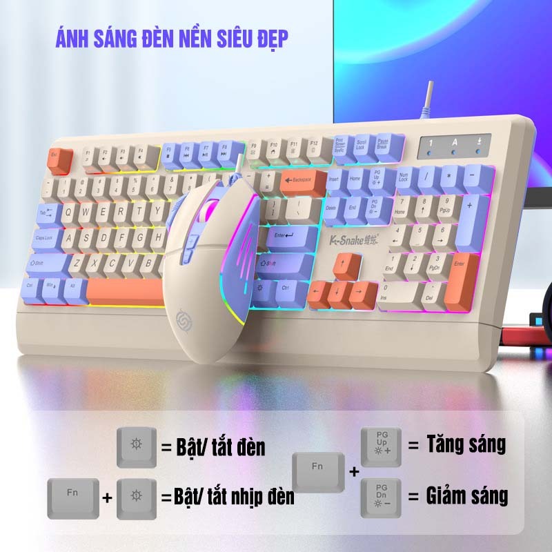Bàn phím giả cơ KM900 thế hệ mới phối màu cực đẹp đèn led xuyên phím dành cho game thủ | BigBuy360 - bigbuy360.vn