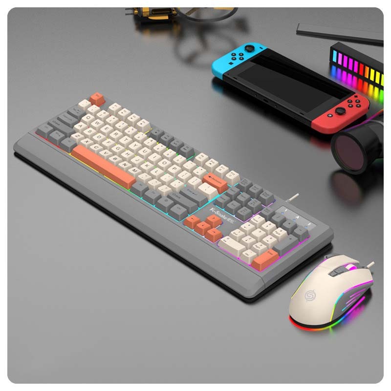 Bàn phím giả cơ KM900 thế hệ mới phối màu cực đẹp đèn led xuyên phím dành cho game thủ | BigBuy360 - bigbuy360.vn