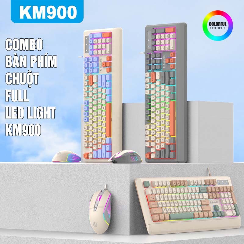 Bàn phím giả cơ KM900 thế hệ mới phối màu cực đẹp đèn led xuyên phím dành cho game thủ | BigBuy360 - bigbuy360.vn
