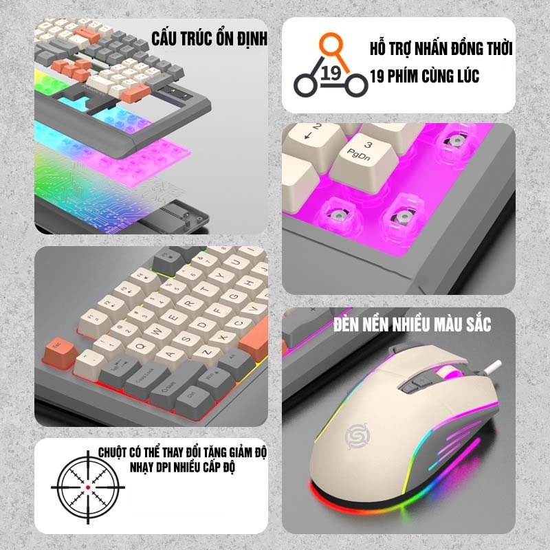 Bàn phím giả cơ KM900 thế hệ mới phối màu cực đẹp đèn led xuyên phím dành cho game thủ | BigBuy360 - bigbuy360.vn