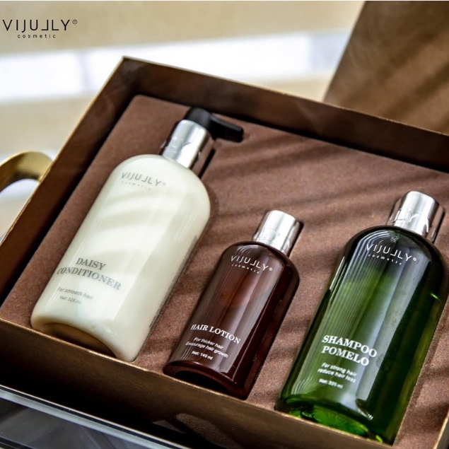 Bộ sản phẩm : Dầu Gội Bưởi , Kem Xả Dừa và Tinh dầu bưởi VIJULLY Cao Cấp [ ComBo 3 Bộ ]