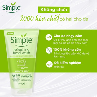 Sữa rửa mặt Simple 150ml Mẫu Mới , DAte Mới (Hãy chọn đúng phân loại Giúp Shop).