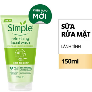 Sữa rửa mặt Simple 150ml Mẫu Mới , DAte Mới (Hãy chọn đúng phân loại Giúp Shop).