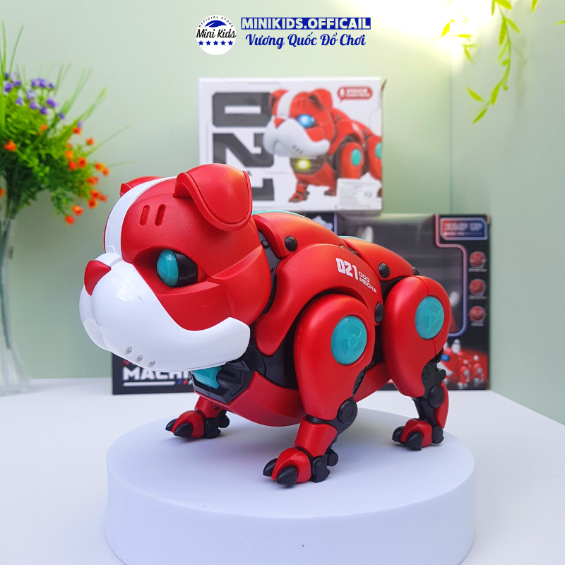 Đồ chơi mô hình chó Pitbull biết đi có nhạc có đèn tặng kèm pin dành cho bé - Đồ chơi MiniKids