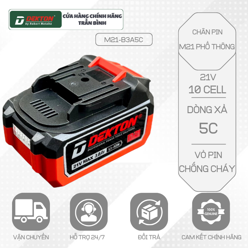 Pin Dekton 21V-3A Chống Cháy