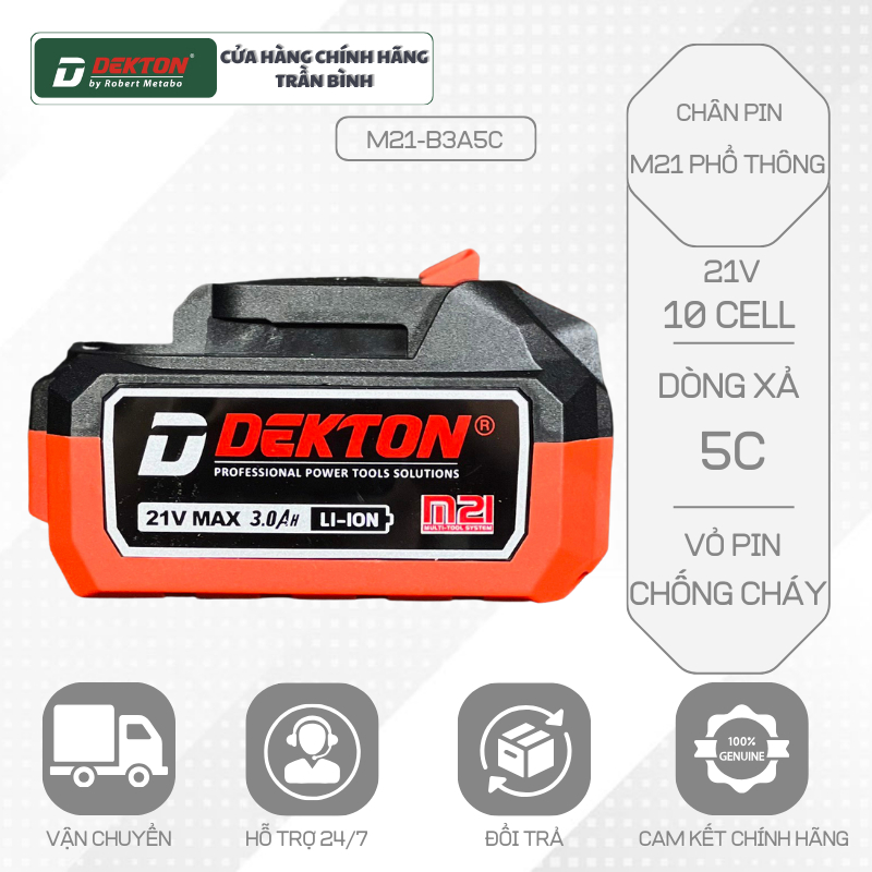 Pin Dekton 21V-3A Chống Cháy