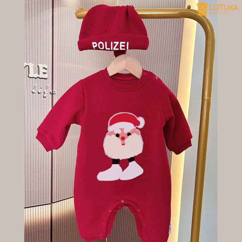 Body Nỉ Bông Noel Hình Gấu Ấm Áp Cho Bé, Bodysuit LOTUKA Cho Bé Trai Bé Gái, Áo Thu Đông, Quần Áo Trẻ Em Size 3-12kg