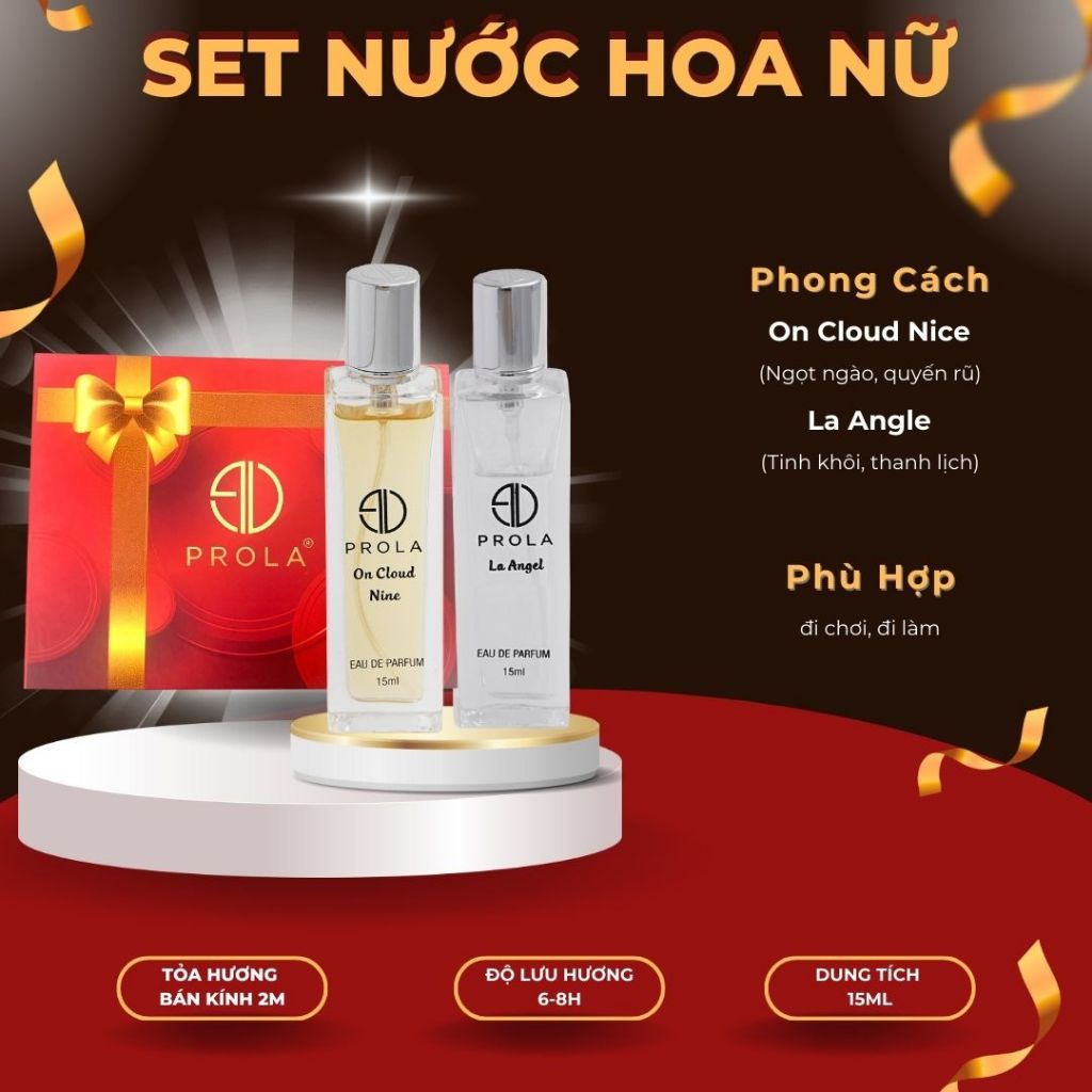 Set 2 chai nước hoa nam nữ PROLA kèm hộp sang trọng ngọt ngào cuốn hút 10/15ml