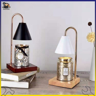 Đèn đốt nến thơm đế gỗ điều chỉnh nhiệt tặng 2 bóng