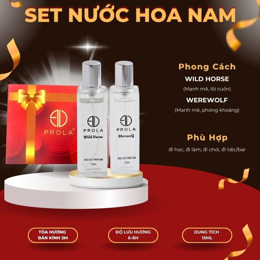 Nước hoa nam PROLA Wild Horse nam tính, mạnh mẽ, lôi cuốn thích hợp đi làm, đi hẹn hò PL14 - Dạng xịt 15ml