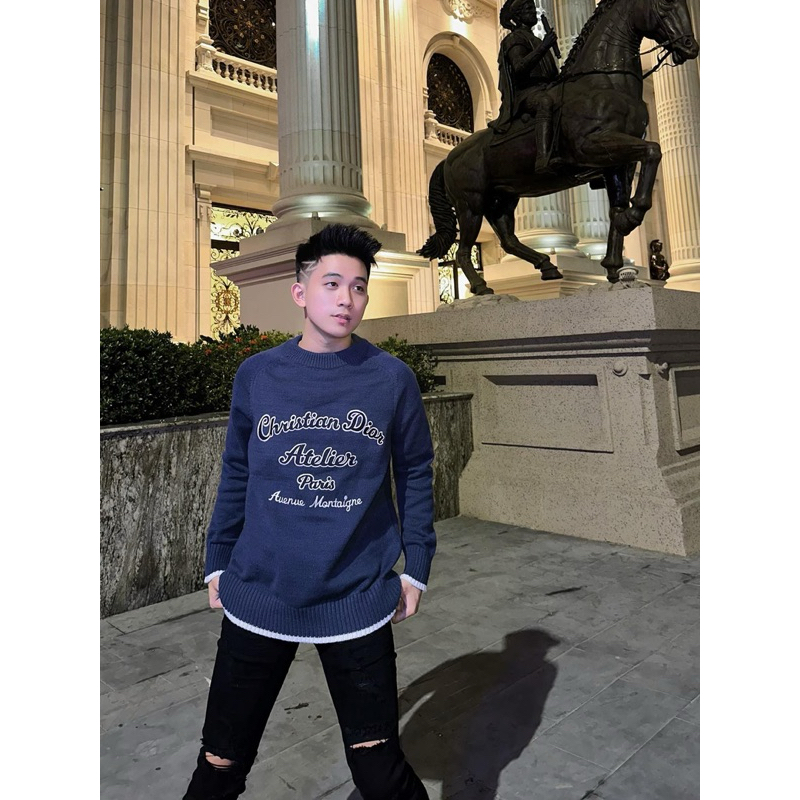 Áo Sweater len - Christian Dior - Atelier xanh navy new2023
