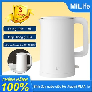 Ấm đun nước Xiaomi Mijia 1A công suất 1800W đun sôi nhanh vỏ nhựa PP an toàn dung tích 1,5L - Hàng chính hãng