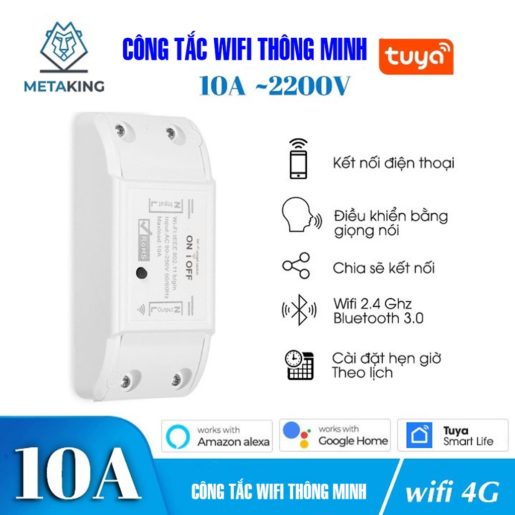Công Tắc Wifi Thông Minh 10A ~2200W - Chức Năng Hẹn Giờ, Điều Khiển Từ Xa [HOẢ TỐC HCM ]