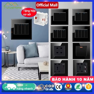 FHM Công tắc điện âm tường ổ điện âm tường86loại kính Panel ổ cắm âm tường5lỗ với ổ cắm chuyển mạch 2SUB