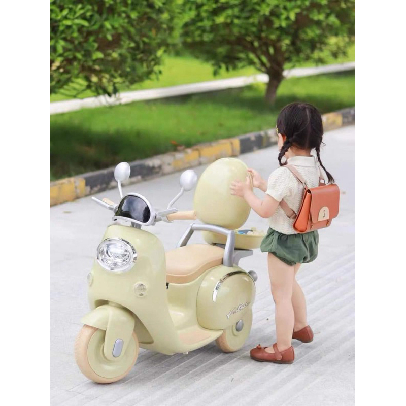 Xe vespa điện cho bé, xe điện cho bé mẫu 2024, xe Vespa cho bé có nhạc, đèn, Bluetooth Misa kids