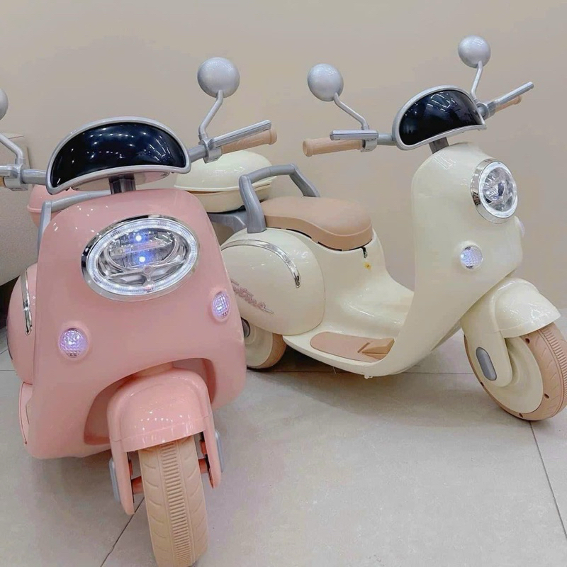 Xe vespa điện cho bé, xe điện cho bé mẫu 2024, xe Vespa cho bé có nhạc, đèn, Bluetooth Misa kids