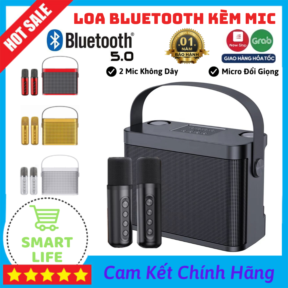 Loa Bluetooth Karaoke YS219 Tặng Kèm Mic Không Dây Thiết Kế Sang Trọng Âm Thanh Sống Động Bass Cực Căng