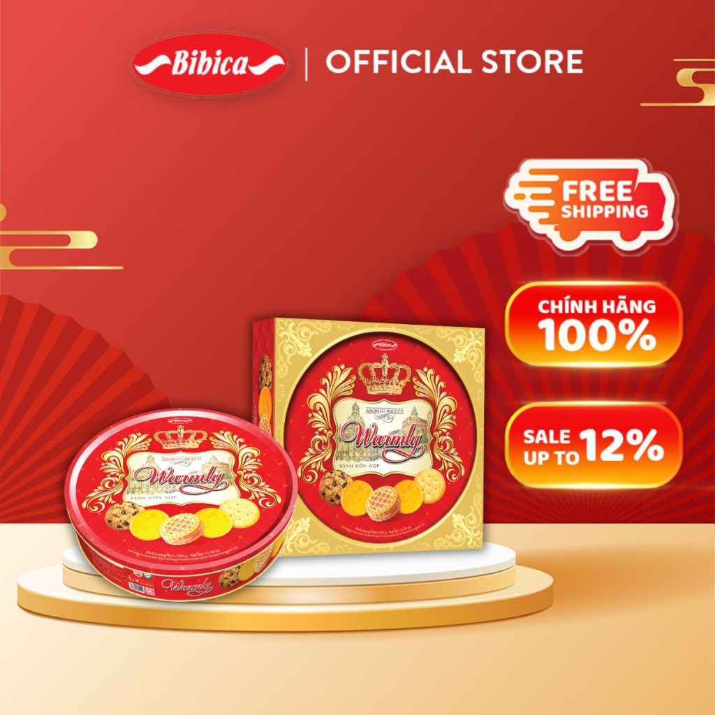 Bánh Warmly Rồng Vàng Bibica hộp thiếc 350g